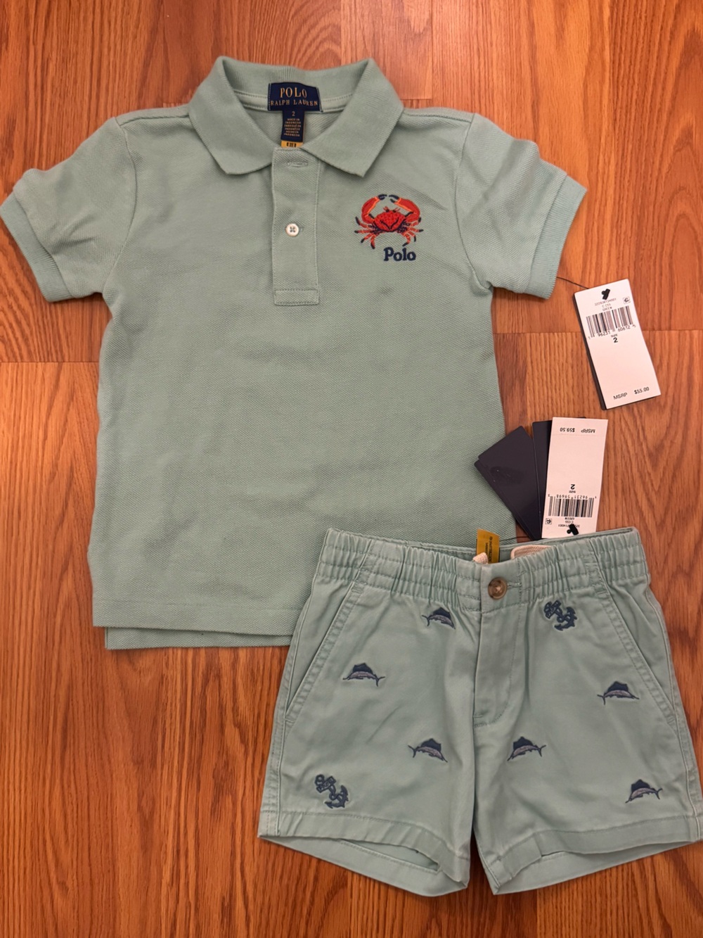 Polo Ralph Lauren Mint Green Embroidered Polo Set